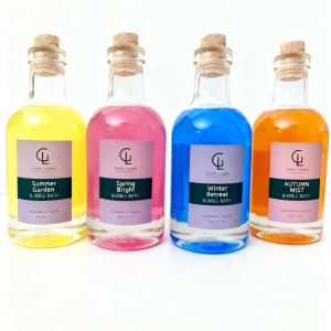 Natural bubble bath with rich foam made from plant-based ingredients and essential oils